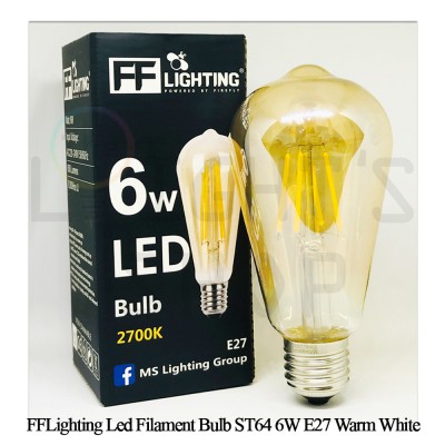 FFLighting Led Filament Bulb ST64 6W E27 Warm White